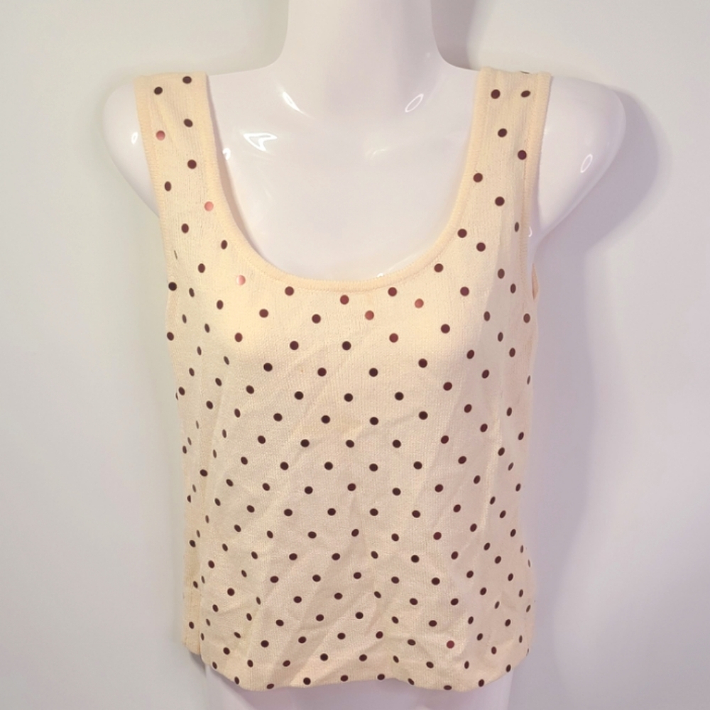 St. John cream and purple sequin polka Dot Top size 0